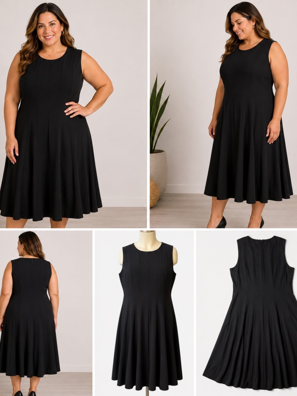 Calvin Klein Black Sleeveless Fit-and-Flare Midi Dress - Picture 1 of 10